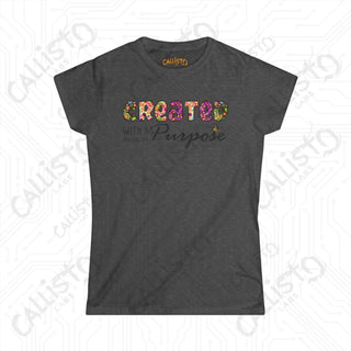 Women’s Softstyle Tee ’Created with Purpose’ Proverbs 16:4 Shirt with Floral Design Inspirational Christian