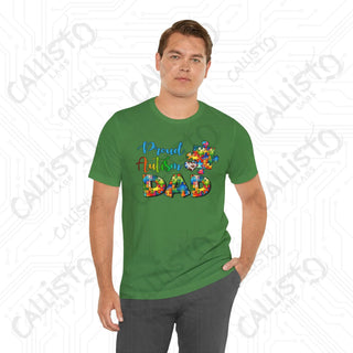 Men’s ’Proud Autism Dad’ Graphic Shirt: Show Support and Love with this Unique Autism Awareness Tee - T-Shirt