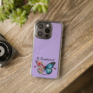 Romans 12:2 Be Transformed ButterflyMagnetic Clear Impact Case for iPhone 14 & 15 - MagSafe® Compatible - iPhone 15