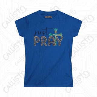 Women’s Softstyle Tee with Cross - ’Just Pray’ Inspirational Christian Shirt for Women - Royal / S - T-Shirt