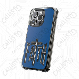 Blue FAITH Bible Scripture Magnetic Clear Impact Case for iPhone 14 & 15 - MagSafe® Compatible - Phone Case