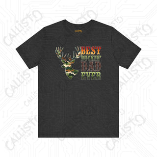 Men’s Funny ’Best Buckin’ Dad Ever’ Shirt: Hilarious Father’s Day Gift Idea for Deer Hunting Dads - Dark Grey