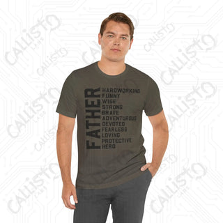 Men’s ’FATHER’ Traits Graphic Shirt: Celebrate Dad with this Stylish and Meaningful Tee - Perfect Father’s Day