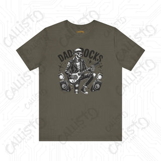 Men’s Horror ’Dad Rocks’ Skeleton Guitar Graphic Shirt: Cool and Spooky Tee for Musical Dads - Perfect Father’s