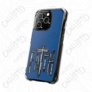 Blue FAITH Bible Scripture Magnetic Clear Impact Case for iPhone 14 & 15 - MagSafe® Compatible - Phone Case