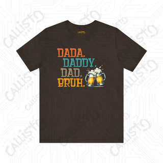 Men’s ’Dada Daddy Dad Bruh’ Beer Glasses Graphic Tee: Cool and Casual Shirt for Dads and Beer Enthusiasts - Brown