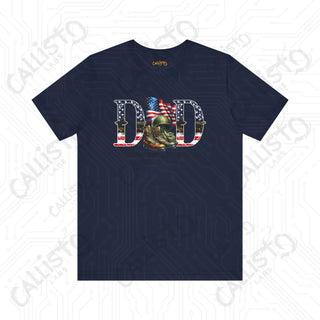 Mens ’DAD #MAN #MYTH #Legend’ Graphic Shirt: Patriotic Flag Lettering & Combat Boots Design - Unique Father’s Day