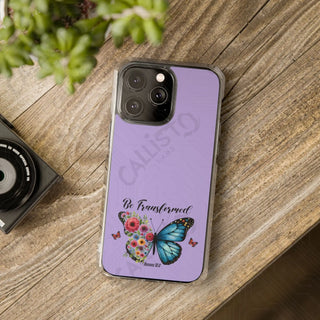 Romans 12:2 Be Transformed ButterflyMagnetic Clear Impact Case for iPhone 14 & 15 - MagSafe® Compatible - iPhone 14