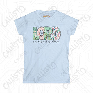 Women’s Softstyle Tee - ’The Lord is My Light and Salvation’ with Floral Design: Inspirational Christian Shirt