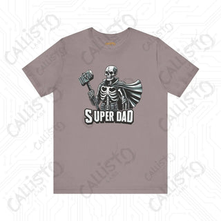 Men’s Horror Superdad Skeleton Superhero Graphic Shirt: Unique Dad Shirt with Hammer and Cape - Perfect Gift for