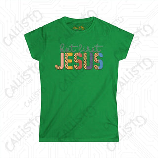 Women’s Softstyle Tee: ’But First Jesus’ Inspirational Shirt for Women - Christian Faith Apparel - Irish Green