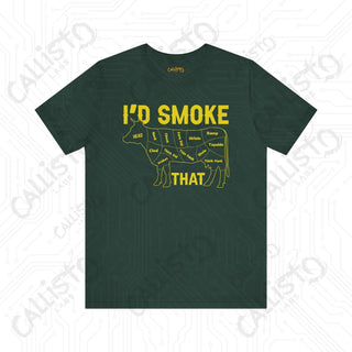 Men’s ’I’d Smoke That’ Funny Cow Shirt: Hilarious BBQ Apparel for Grill Masters and Beef Enthusiasts - Forest