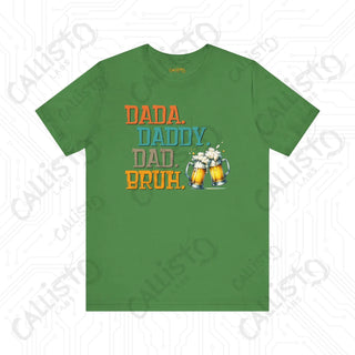 Men’s ’Dada Daddy Dad Bruh’ Beer Glasses Graphic Tee: Cool and Casual Shirt for Dads and Beer Enthusiasts - Leaf