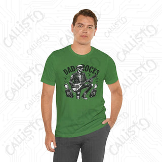 Men’s Horror ’Dad Rocks’ Skeleton Guitar Graphic Shirt: Cool and Spooky Tee for Musical Dads - Perfect Father’s