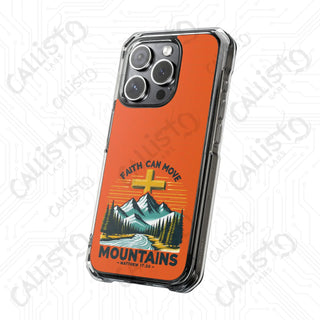 Faith Can Move Mountains Matthew 17:20 Scripture Magnetic Clear Impact Case for iPhone 14 & 15 - MagSafe® Compatible