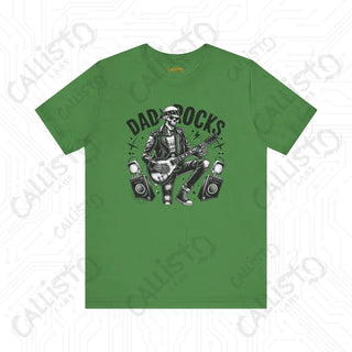 Men’s Horror ’Dad Rocks’ Skeleton Guitar Graphic Shirt: Cool and Spooky Tee for Musical Dads - Perfect Father’s