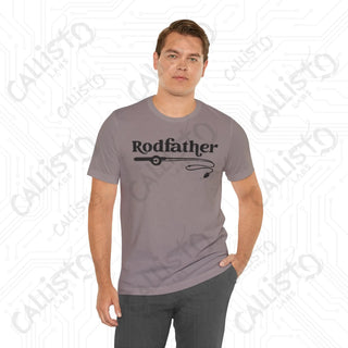 Men’s ’Rodfather’ Fishing Rod Funny Dad Graphic Shirt: Hilarious Father’s Day Gift Idea for Fishing Enthusiasts