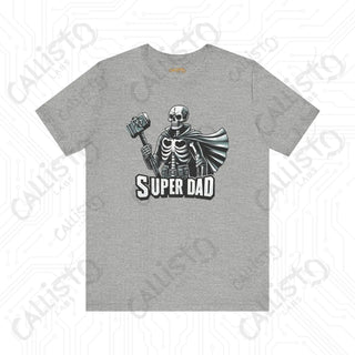 Men’s Horror Superdad Skeleton Superhero Graphic Shirt: Unique Dad Shirt with Hammer and Cape - Perfect Gift for