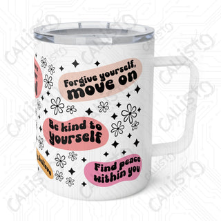 10oz Insulated Coffee Mug with Inspirational Quotes – Motivational Travel Mug for Hot and Cold Drinks - 10oz / White