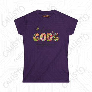 Women’s Softstyle Tee ’I Am God’s Masterpiece’ Ephesians 2:10 with Floral Design Inspirational Christian Shirt