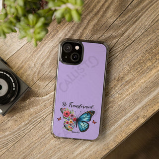 Romans 12:2 Be Transformed ButterflyMagnetic Clear Impact Case for iPhone 14 & 15 - MagSafe® Compatible - iPhone 14