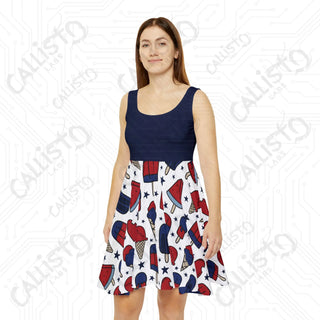 USA Patriotic Independence Day Women’s Skater Dress - July 4th Celebration Apparel with Patriotic Popsicle Design