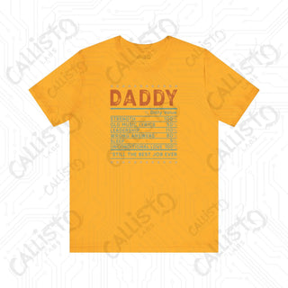 Men’s ’Daddy’ Daily Nutrition Value Dad Graphic Shirt: A Playful and Practical Gift for Father’s Day - Gold