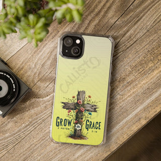 Grow Grace 2 Peter 3:18 Magnetic Clear Impact Case for iPhone 14 & 15 - MagSafe® Compatible - iPhone 14 Plus - Phone