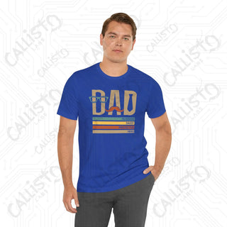 Men’s Graphic Shirt ’DAD: Husband Daddy Protector Hero’ with Mustache and Glasses Design Stylish Tee for Fathers