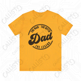 Men’s ’Dad: The Man The Myth The Legend’ Graphic Shirt - Perfect Father’s Day Gift Idea for Dad - Gold / XS - T-Shirt