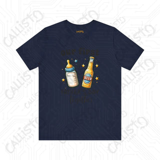 Men’s ’Our First Father’s Day Together’ Shirt: Celebratory Tee with Beer and Baby Bottle Graphic - Perfect Gift