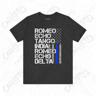 Men’s Retired - Romeo Echo Tango India Romeo Echo Delta Graphic Shirt: Stylish and Patriotic Tee for Retired Military