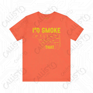 Men’s ’I’d Smoke That’ Funny Cow Shirt: Hilarious BBQ Apparel for Grill Masters and Beef Enthusiasts - Coral