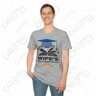 "I Survived My Wife's PhD Dissertation" Funny Mens Softstyle T-Shirt