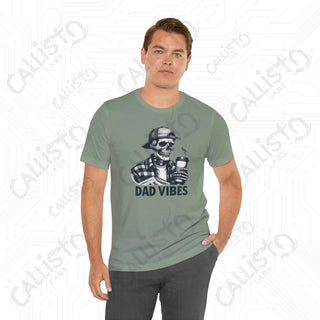 Men’s Horror ’Dad Vibes’ Funny Skeleton Graphic Shirt: Spooky and Hilarious Dad Tee for Horror Enthusiasts - T-Shirt