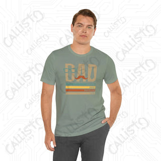 Men’s Graphic Shirt ’DAD: Husband Daddy Protector Hero’ with Mustache and Glasses Design Stylish Tee for Fathers