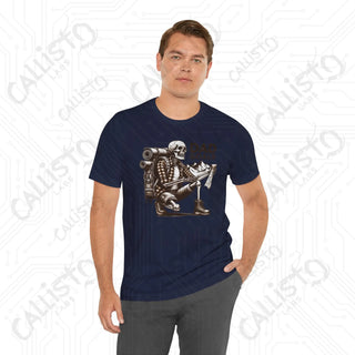 Men’s ’Dad Goals’ Horror Hiking Skeleton with Map Graphic Shirt: Perfect Gift for Adventure-Loving Dads - T-Shirt