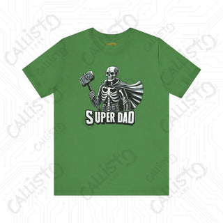 Men’s Horror Superdad Skeleton Superhero Graphic Shirt: Unique Dad Shirt with Hammer and Cape - Perfect Gift for