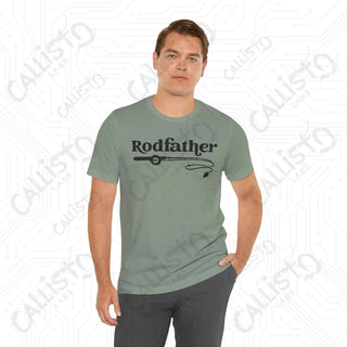 Men’s ’Rodfather’ Fishing Rod Funny Dad Graphic Shirt: Hilarious Father’s Day Gift Idea for Fishing Enthusiasts