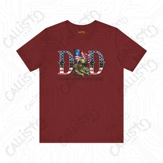 Mens ’DAD #MAN #MYTH #Legend’ Graphic Shirt: Patriotic Flag Lettering & Combat Boots Design - Unique Father’s Day