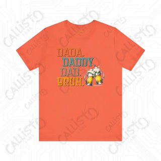 Men’s ’Dada Daddy Dad Bruh’ Beer Glasses Graphic Tee: Cool and Casual Shirt for Dads and Beer Enthusiasts - Coral