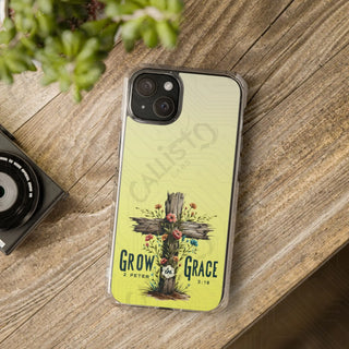 Grow Grace 2 Peter 3:18 Magnetic Clear Impact Case for iPhone 14 & 15 - MagSafe® Compatible - iPhone 15 Plus - Phone