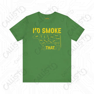 Men’s ’I’d Smoke That’ Funny Cow Shirt: Hilarious BBQ Apparel for Grill Masters and Beef Enthusiasts - Leaf