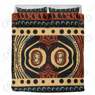 African Print 3-Piece Bedding Set: Duvet Cover with Two Pillowcases