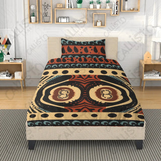 African Print 3-Piece Bedding Set: Duvet Cover with Two Pillowcases