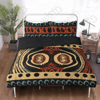 African Print 3-Piece Bedding Set: Duvet Cover with Two Pillowcases