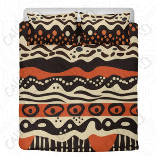 African Print 3-Piece Bedding Set: Duvet Cover with Two Pillowcases