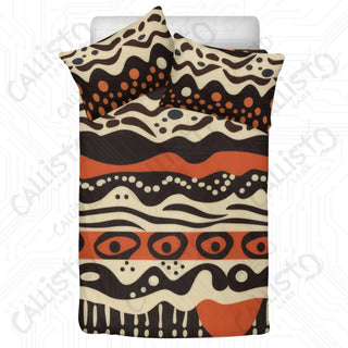 African Print 3-Piece Bedding Set: Duvet Cover with Two Pillowcases