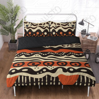 African Print 3-Piece Bedding Set: Duvet Cover with Two Pillowcases