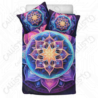 Purple Cosmic Mandala 3 Piece Bedding Set - Duvet Cover and 2 Pillowcases